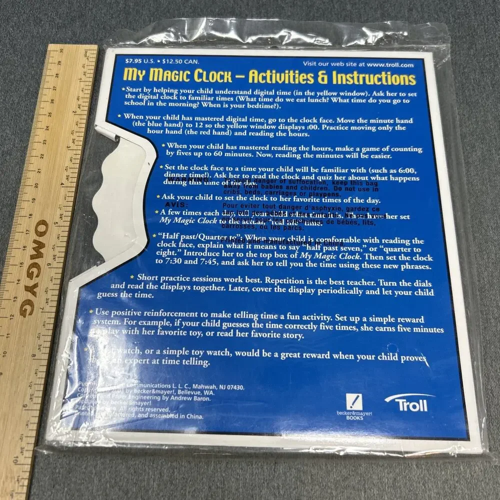 VTG 2001 Learn To Tell Time My Magic Clock By Troll Homeschooling Educate SEALED